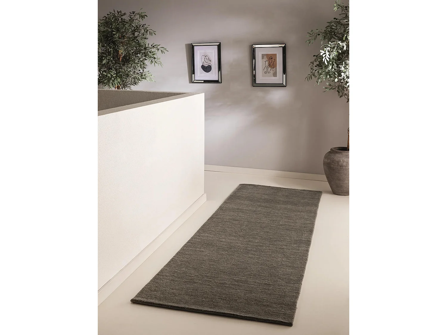 Tapis de couloir en laine Jamal Gris 80x300 cm