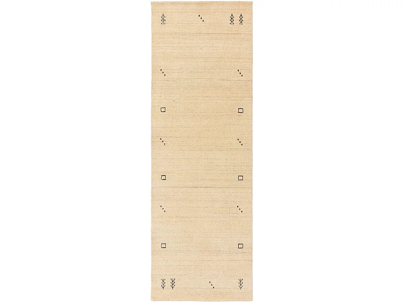 Tapis de couloir en laine Jamal Crème 80x300 cm