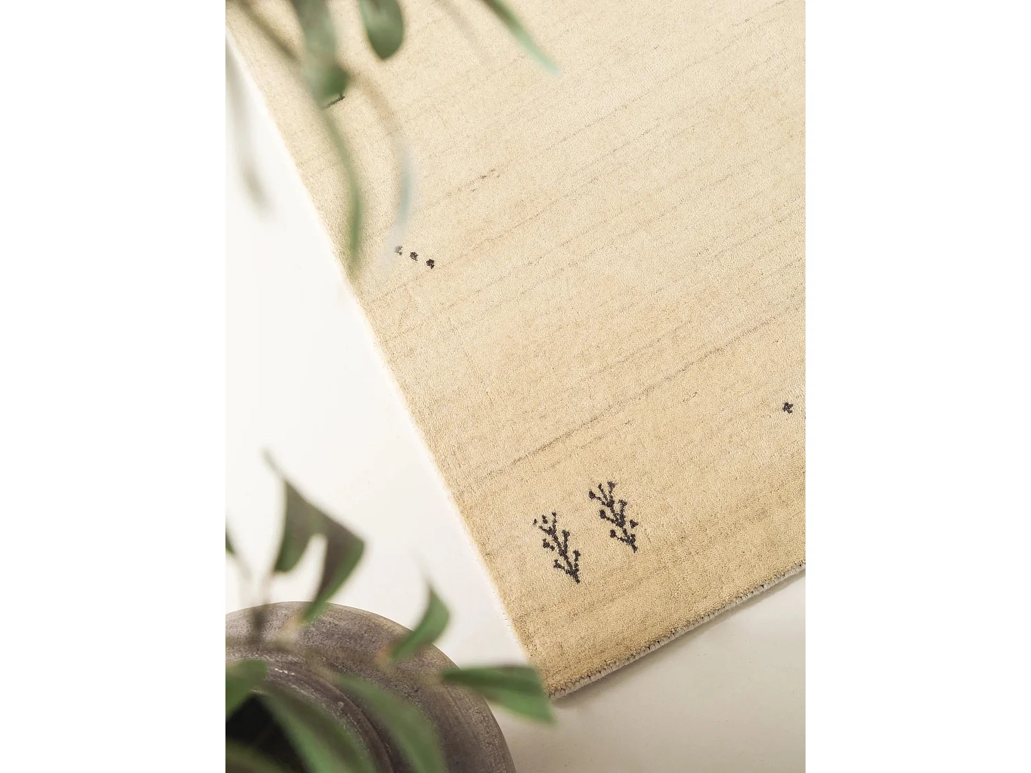 Tapis de couloir en laine Jamal Crème 80x300 cm