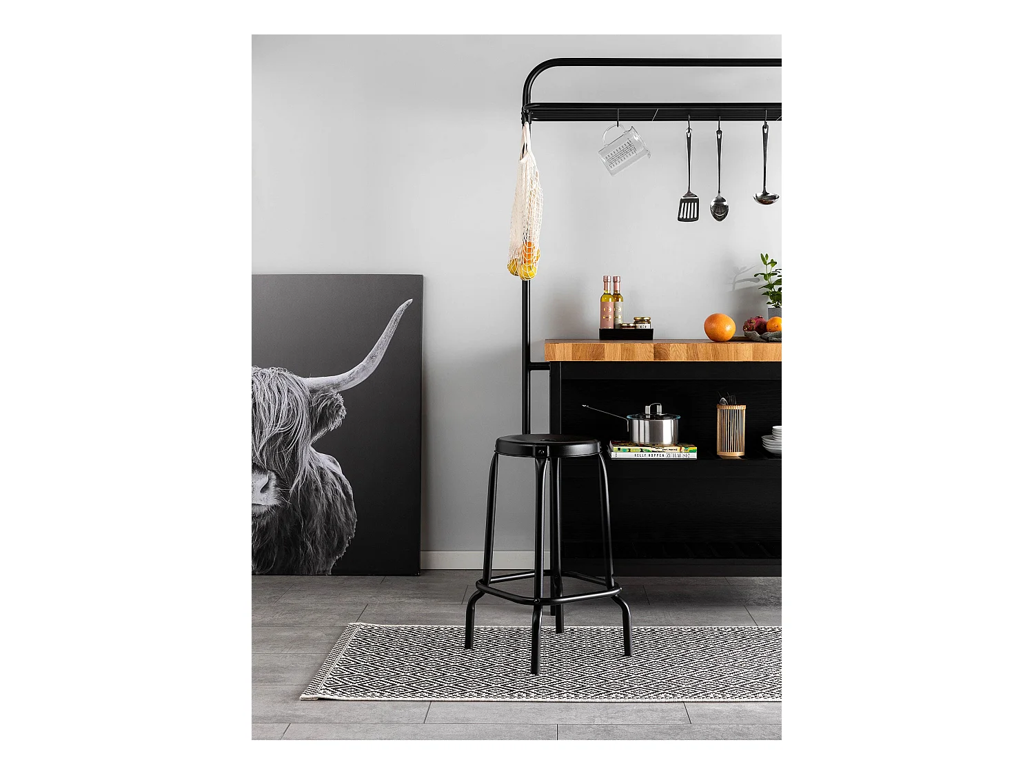 Tapis de couloir extérieur & intérieur Cleo Blanc & Noir 80x240 cm