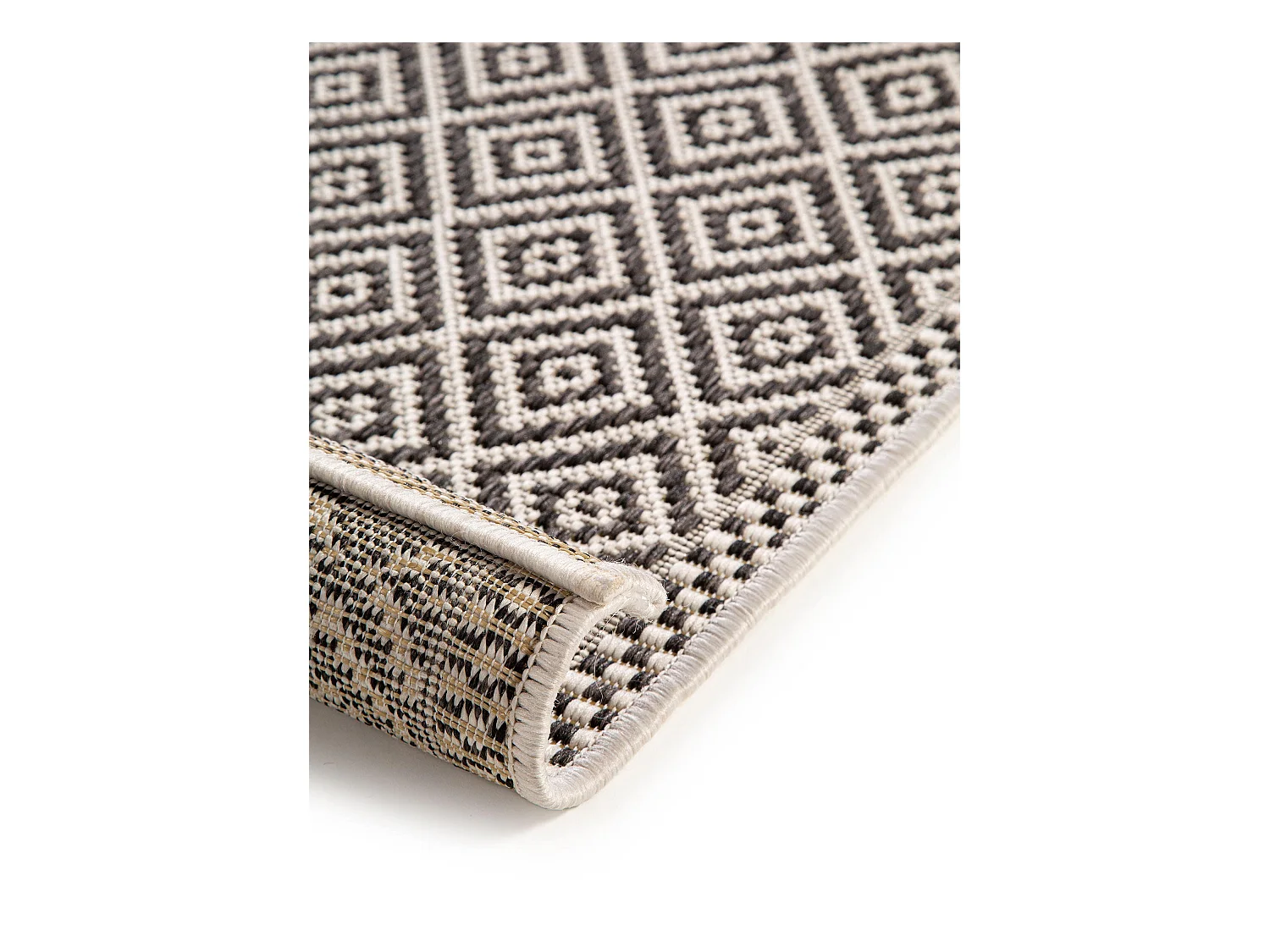 Tapis de couloir extérieur & intérieur Cleo Blanc & Noir 80x240 cm