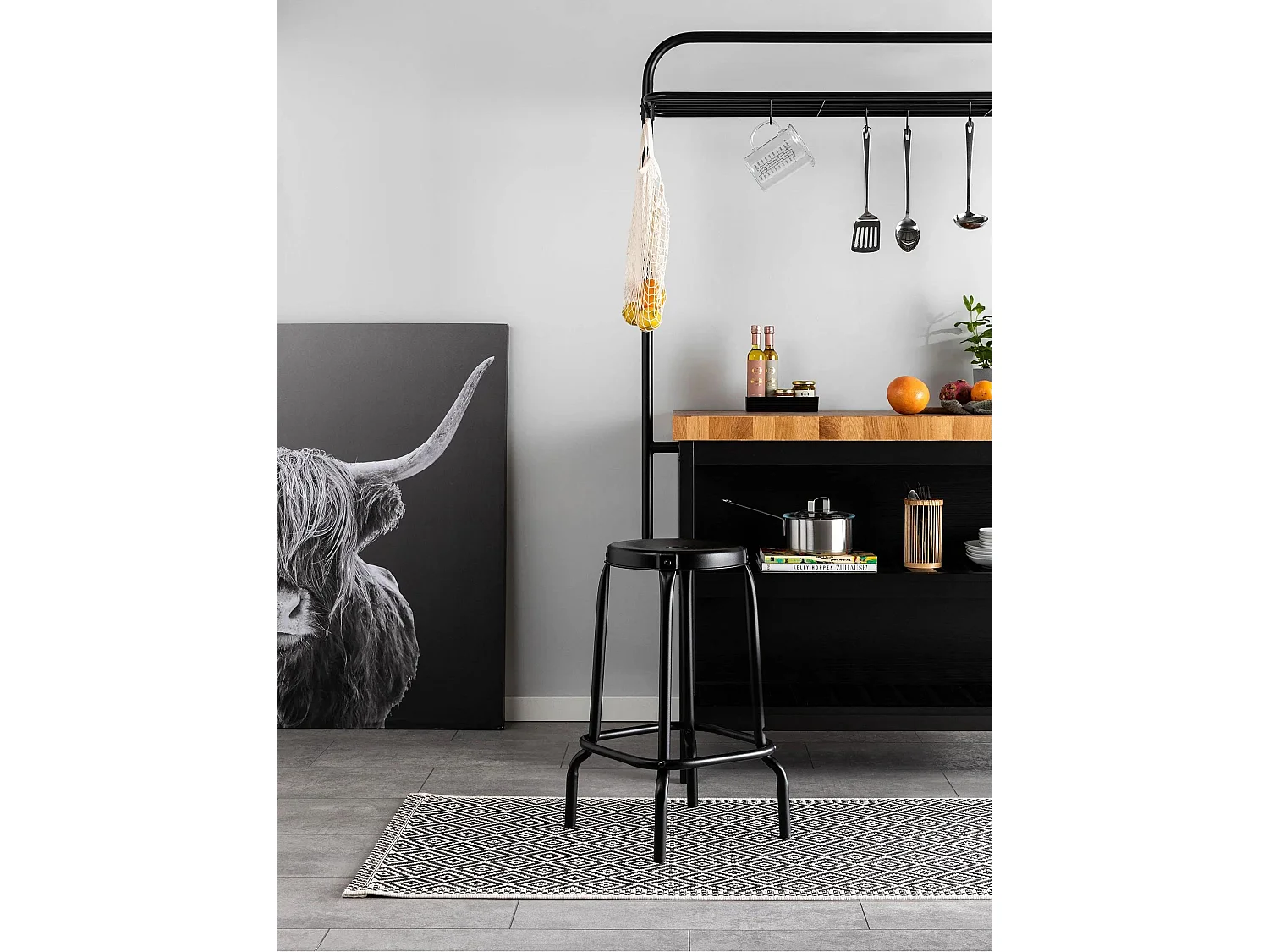 Tapis de couloir extérieur & intérieur Cleo Blanc & Noir 80x240 cm