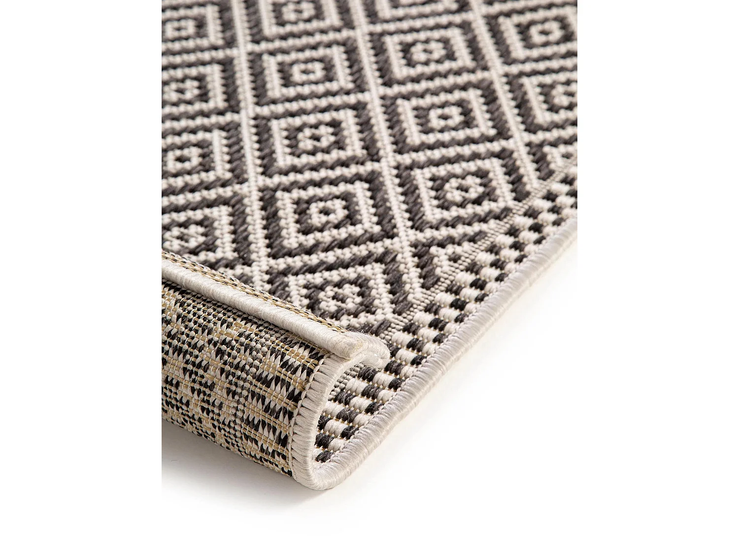 Tapis de couloir extérieur & intérieur Cleo Blanc & Noir 80x240 cm