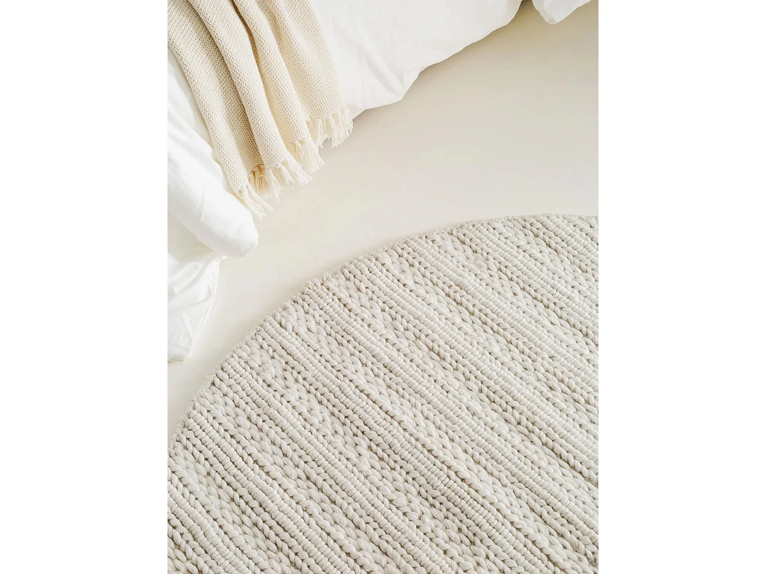 Tapis en laine rond Dina Crème ø 100 cm rond