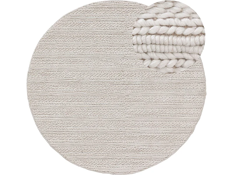Tapis en laine rond Dina Crème ø 100 cm rond