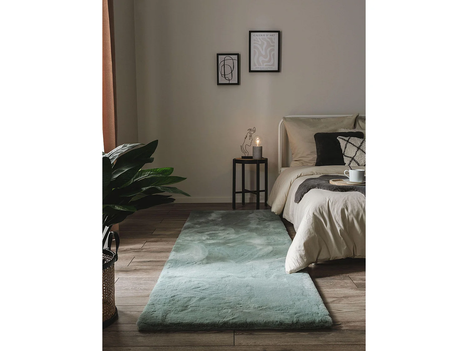 Tapis de fourrure Dave Menthe 80x240 cm