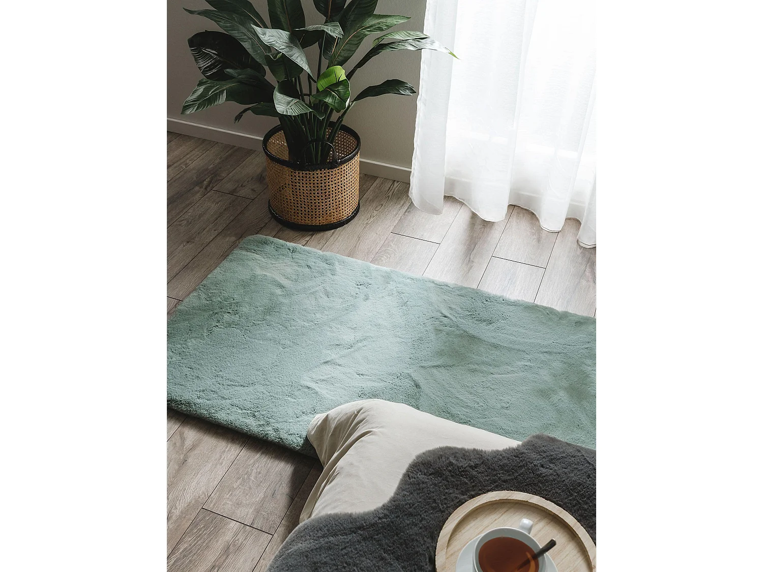 Tapis de fourrure Dave Menthe 80x240 cm