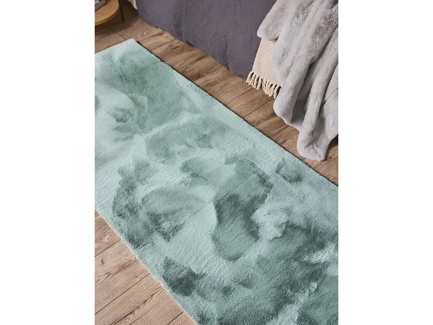 Tapis de fourrure Dave Menthe 80x240 cm