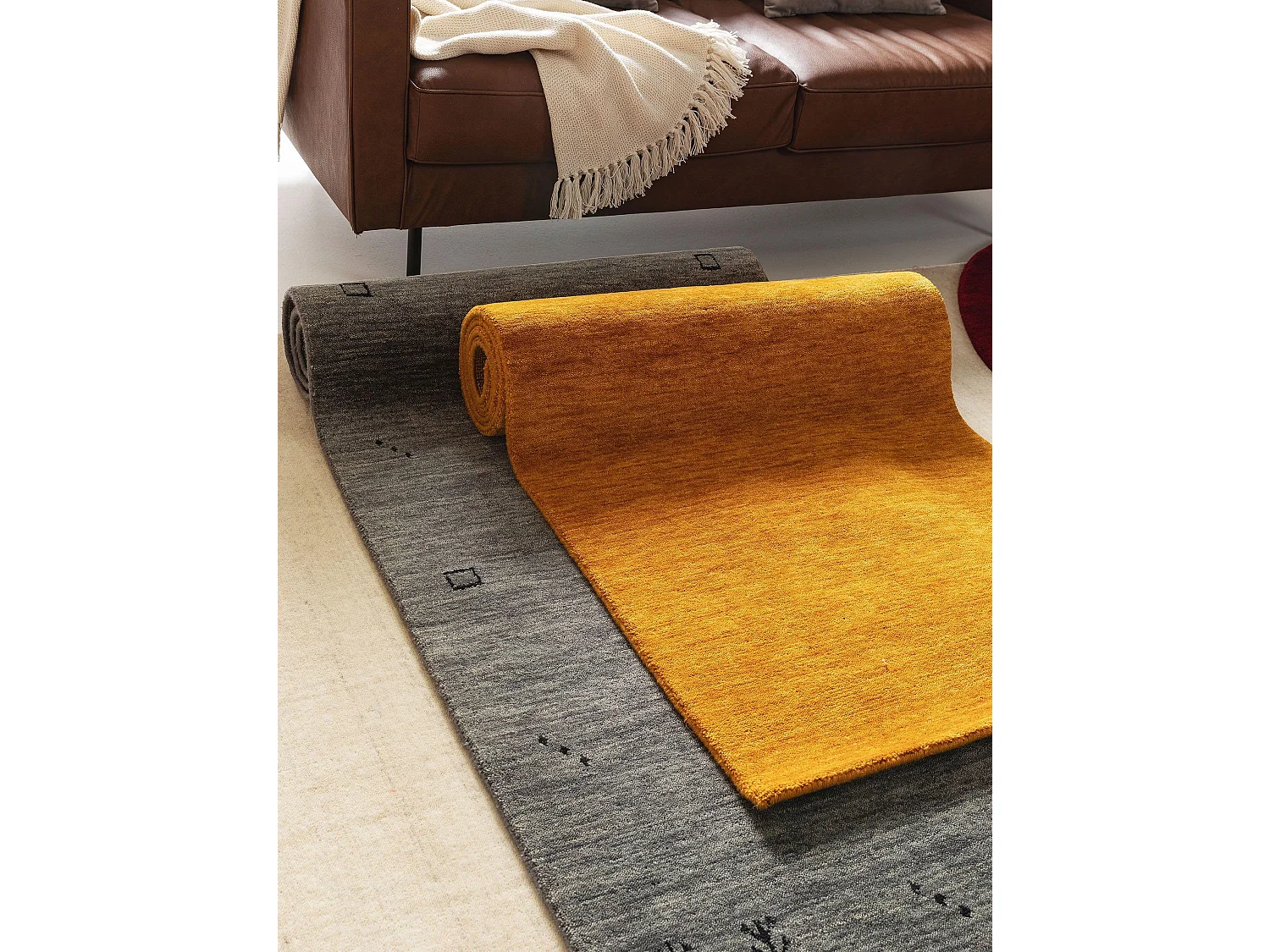 Tapis de couloir en laine Jamal Jaune 70x200 cm