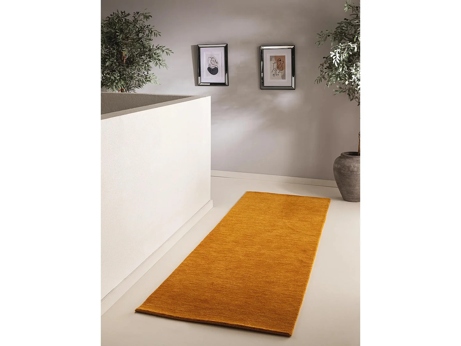Tapis de couloir en laine Jamal Jaune 70x200 cm