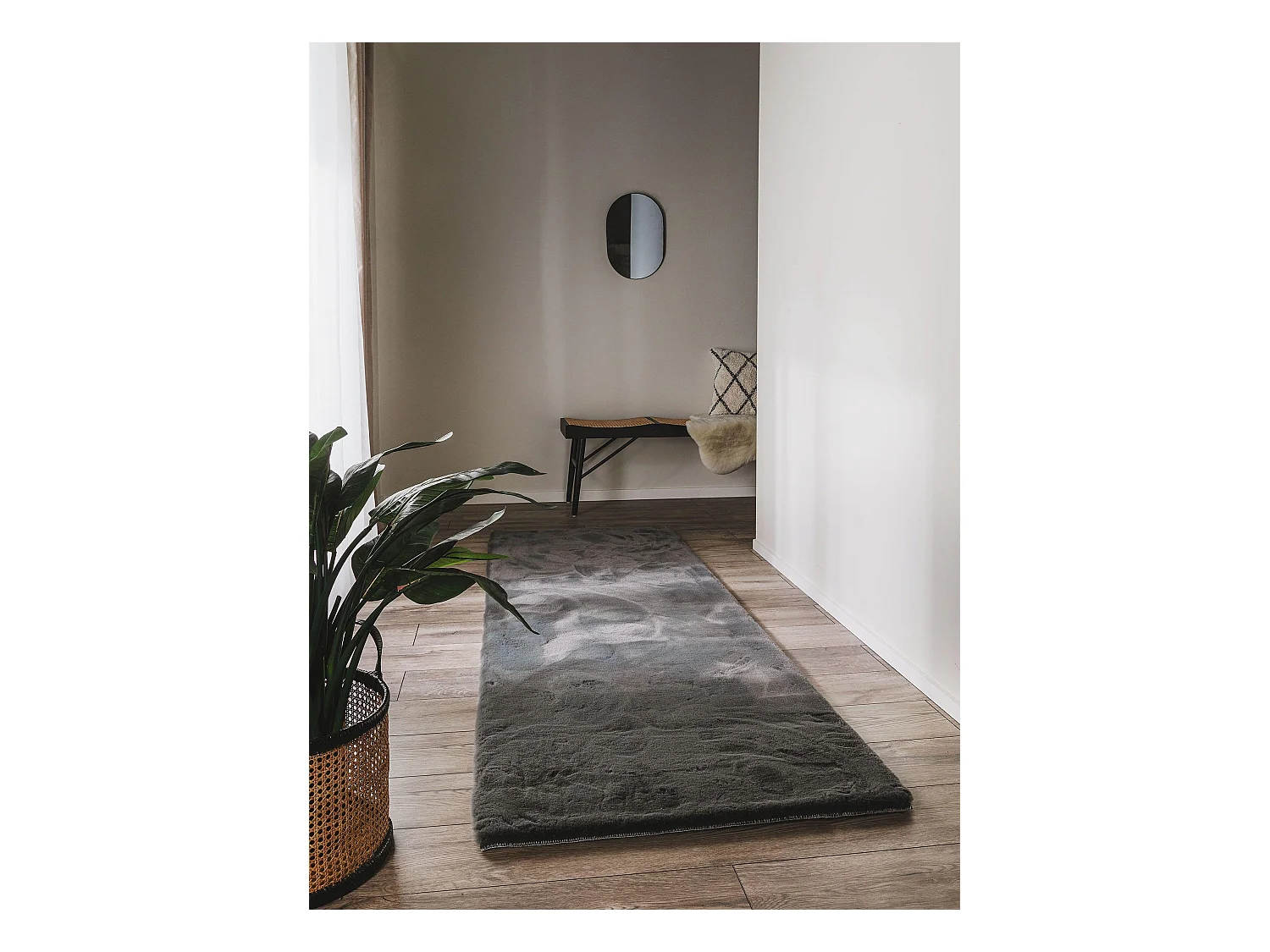 Tapis de fourrure Dave Anthracite 80x240 cm