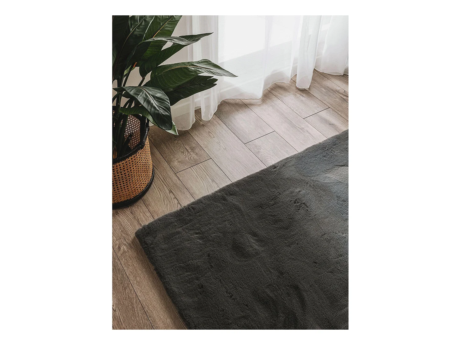 Tapis de fourrure Dave Anthracite 80x240 cm
