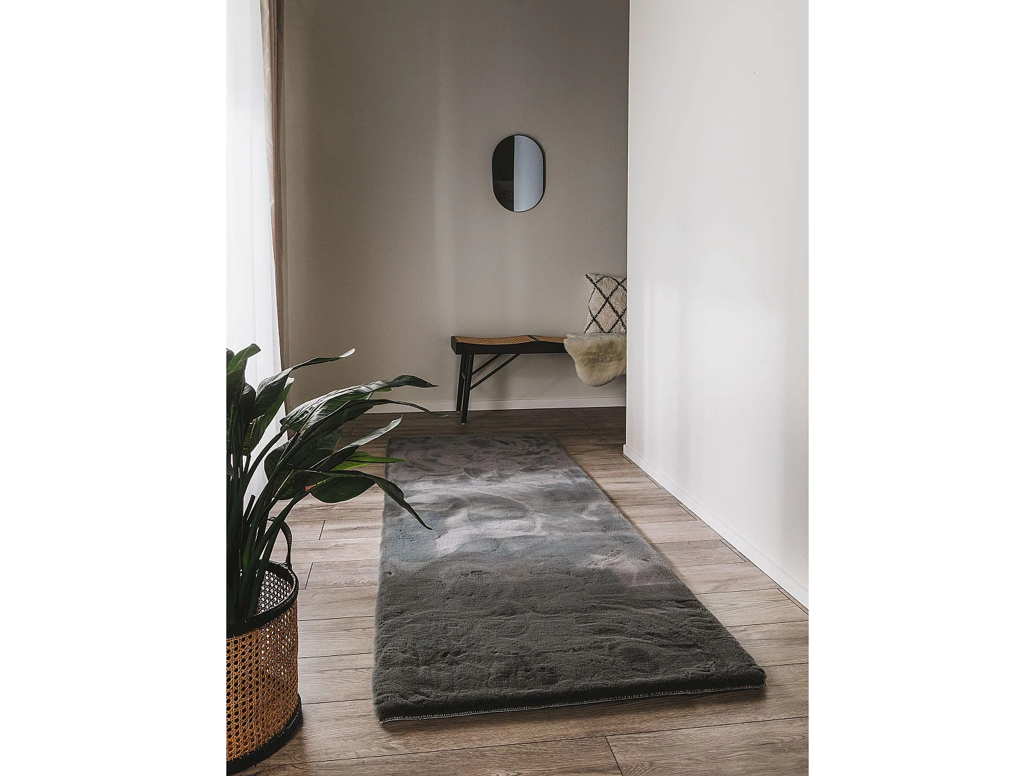 Tapis de fourrure Dave Anthracite 80x240 cm