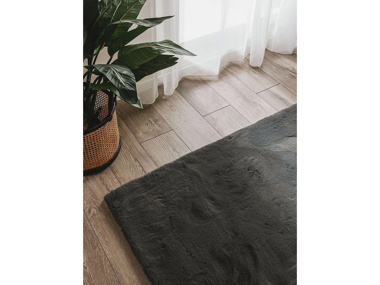 Tapis de fourrure Dave Anthracite 80x240 cm