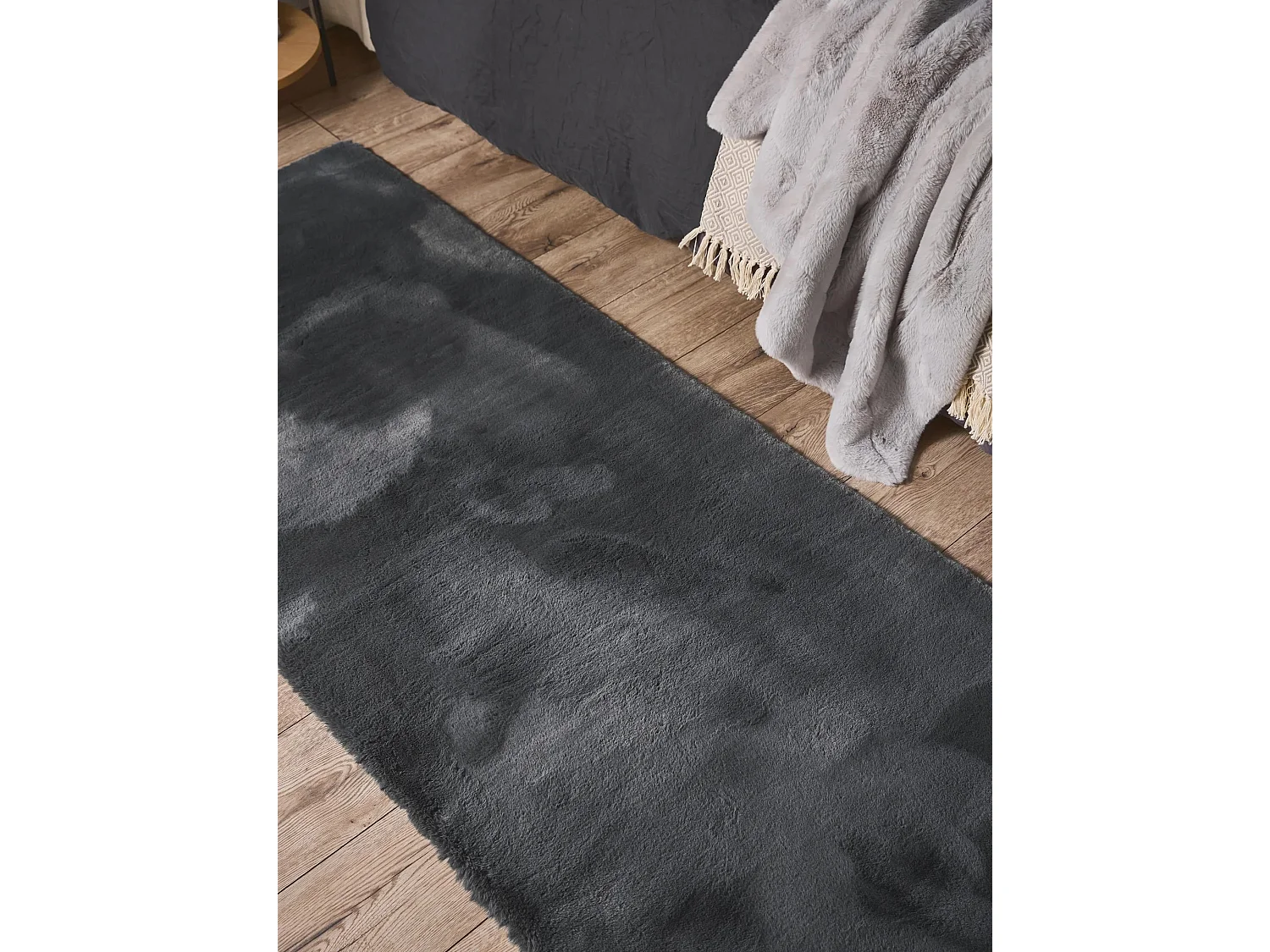 Tapis de fourrure Dave Anthracite 80x240 cm