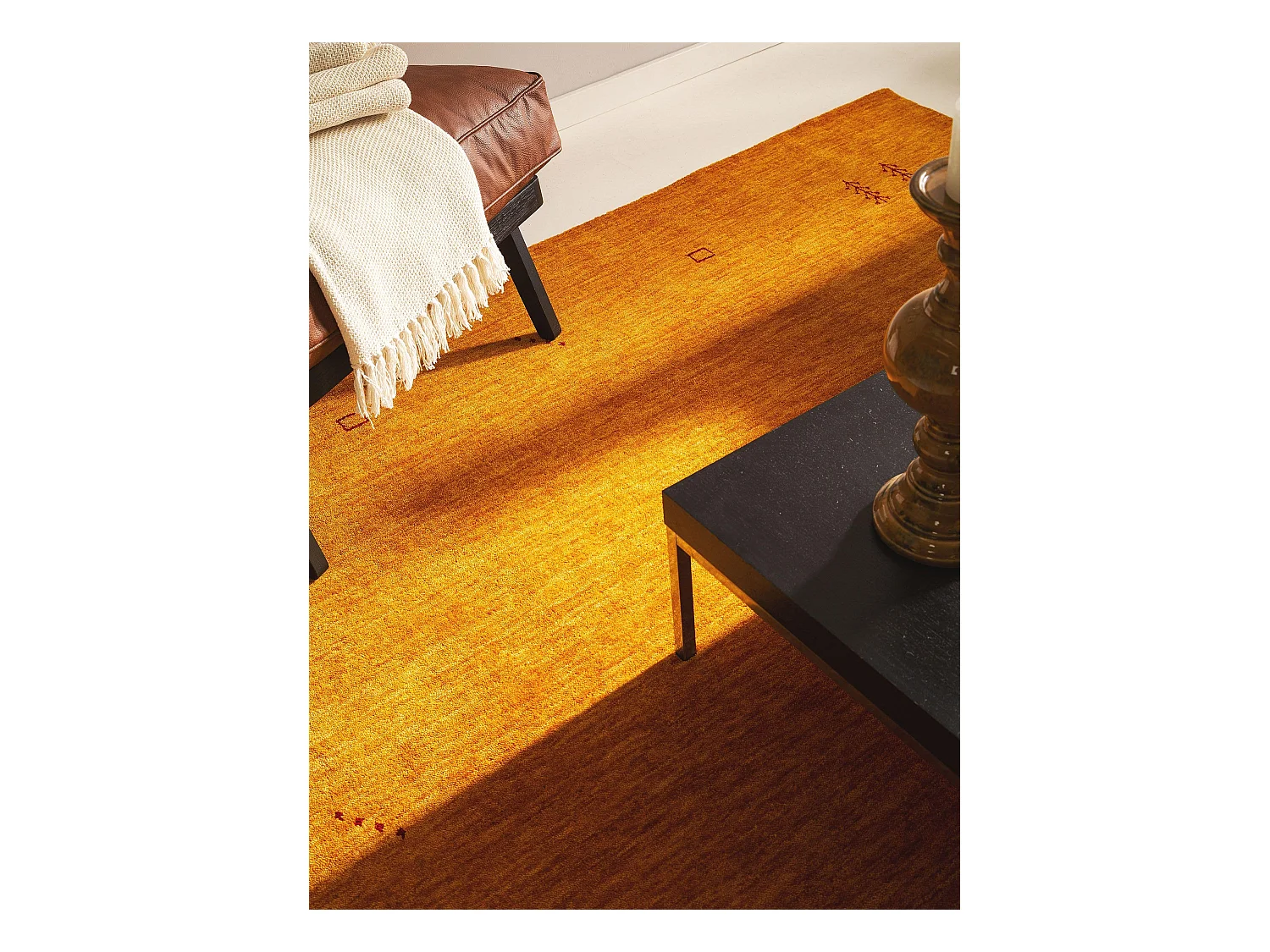 Tapis de laine Jamal Jaune 80x150 cm