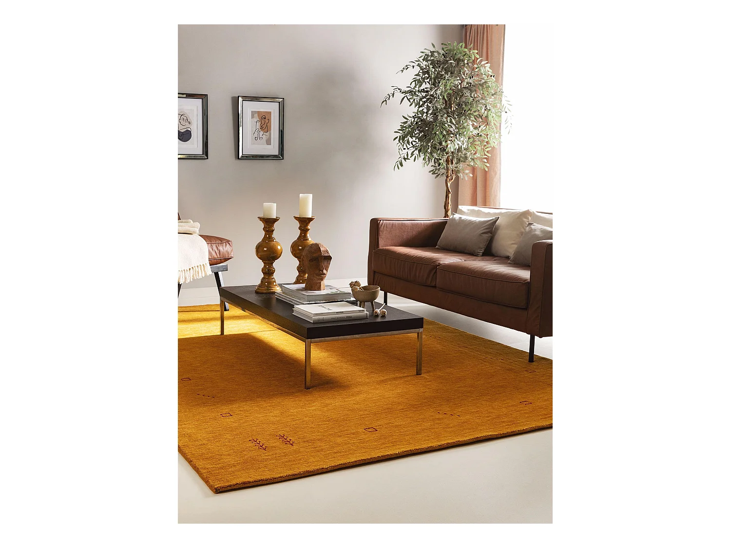 Tapis de laine Jamal Jaune 80x150 cm