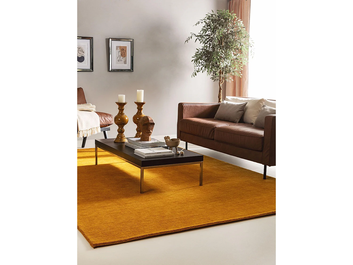 Tapis de laine Jamal Jaune 80x150 cm