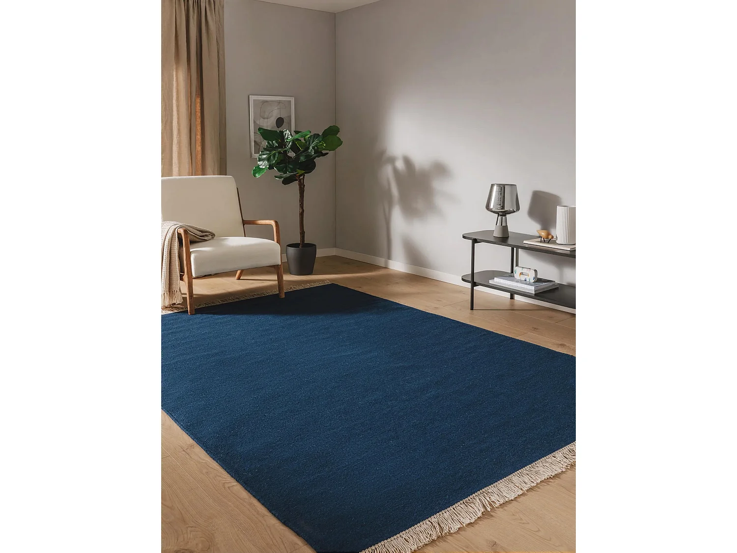 Tapis de laine Liv Bleu foncé 140x200 cm