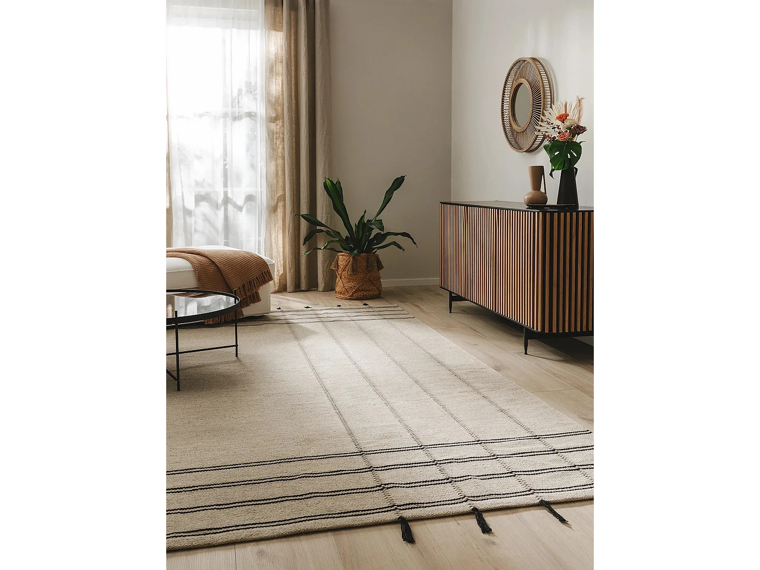 Tapis de laine Kambiz Beige/Noir 250x350 cm
