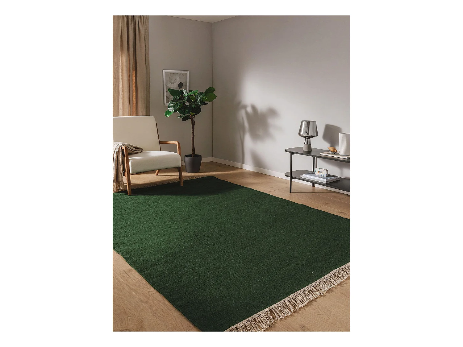Tapis de laine Liv Vert foncé 140x200 cm