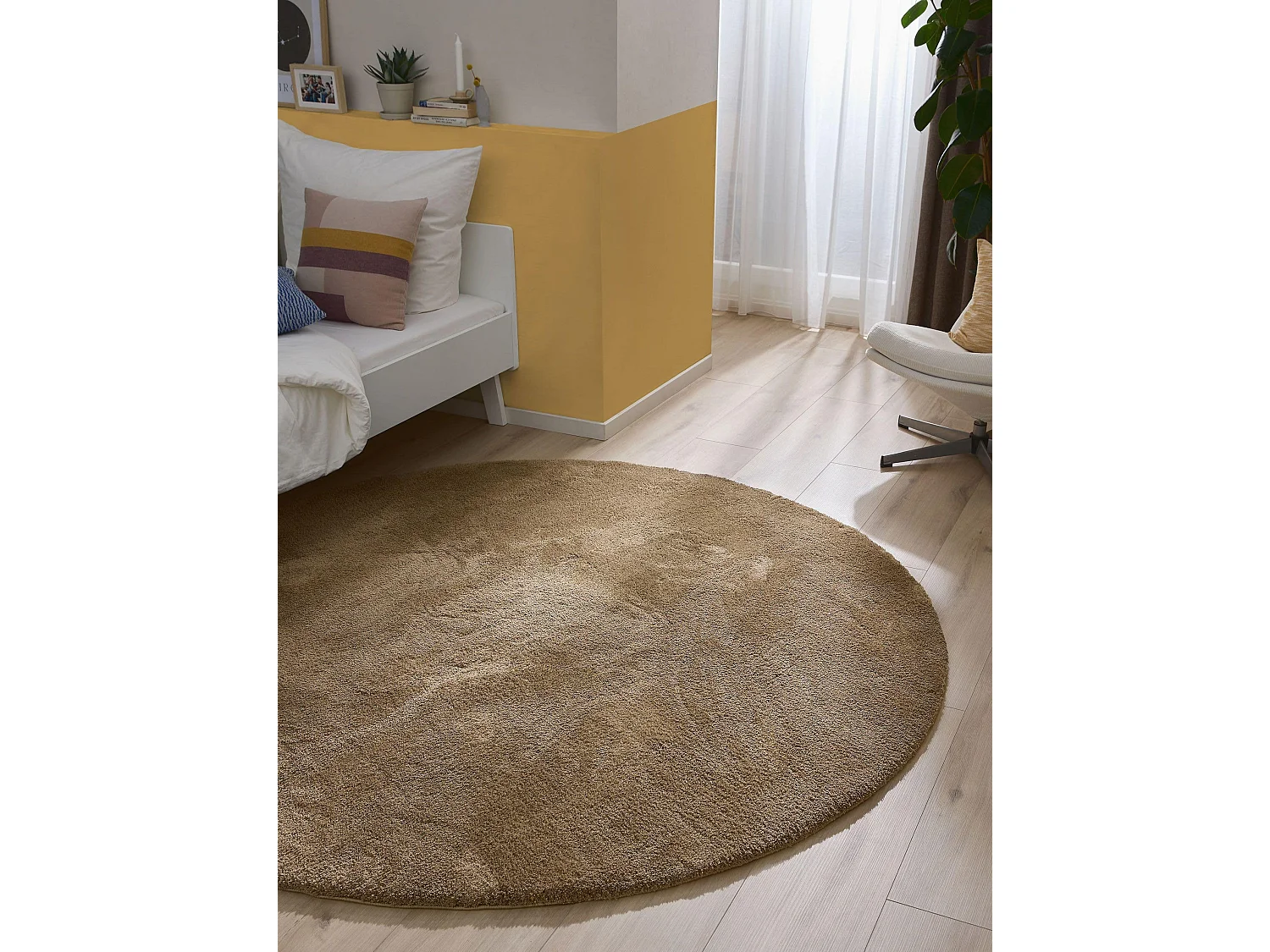 Tapis à poils longs rond Soda Beige ø 120 cm rond