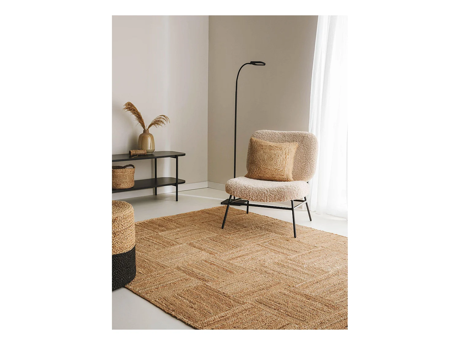 Tapis de jute Jutta Marron clair 200x300 cm