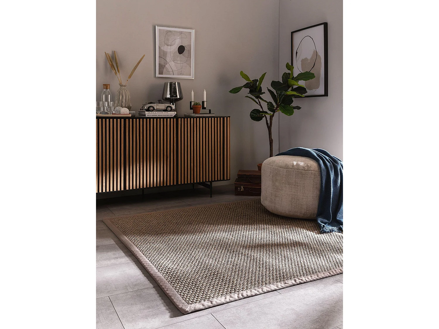 Tapis sisal Greta Gris 200x200 cm