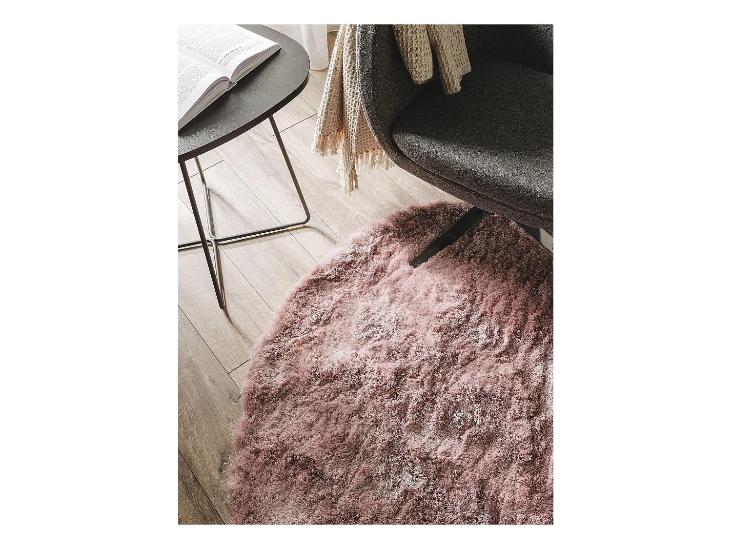 Tapis à poils longs Whisper Rose ø 160 cm rond