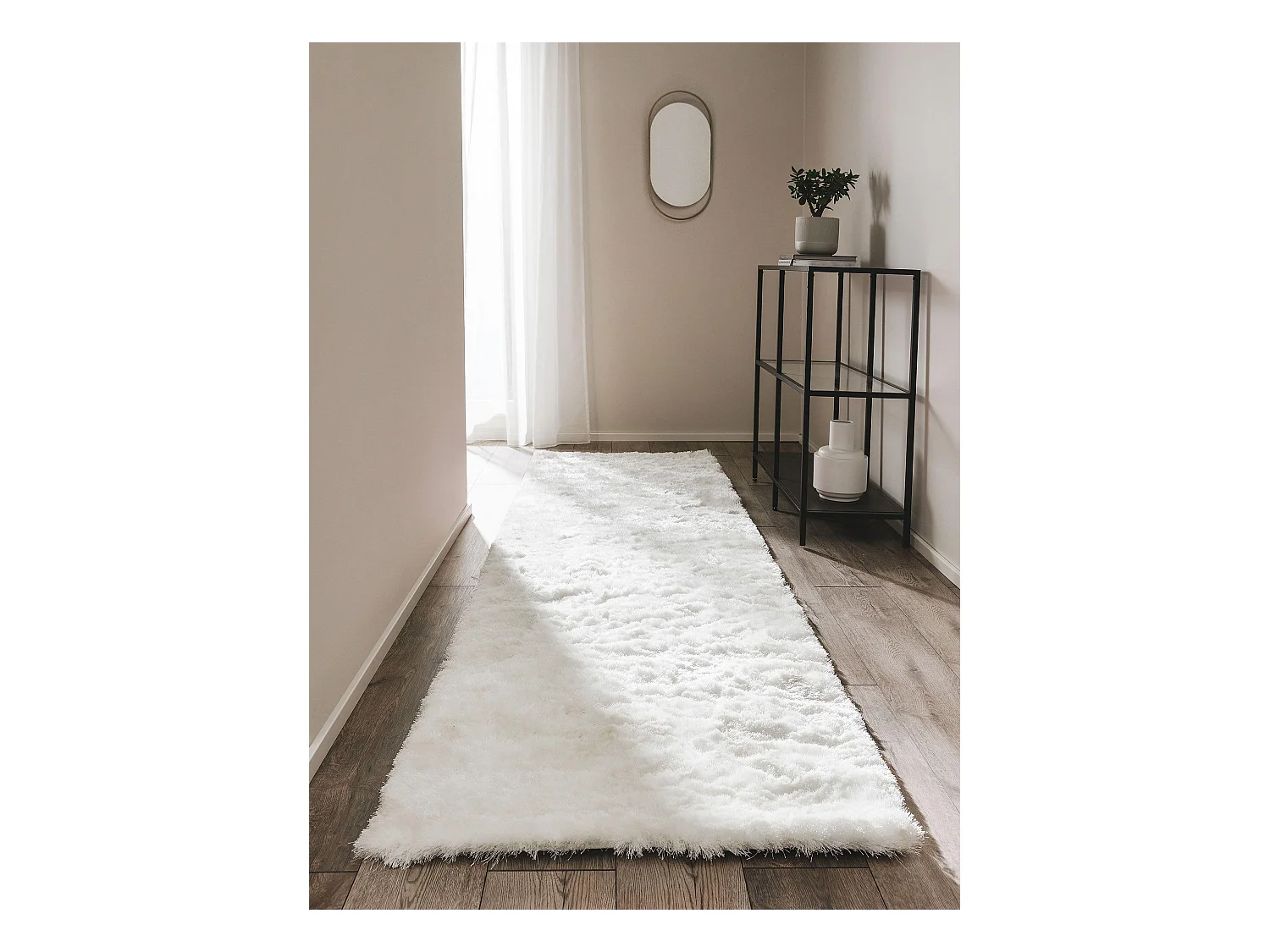 Tapis à poils longs Whisper Blanc 80x300 cm