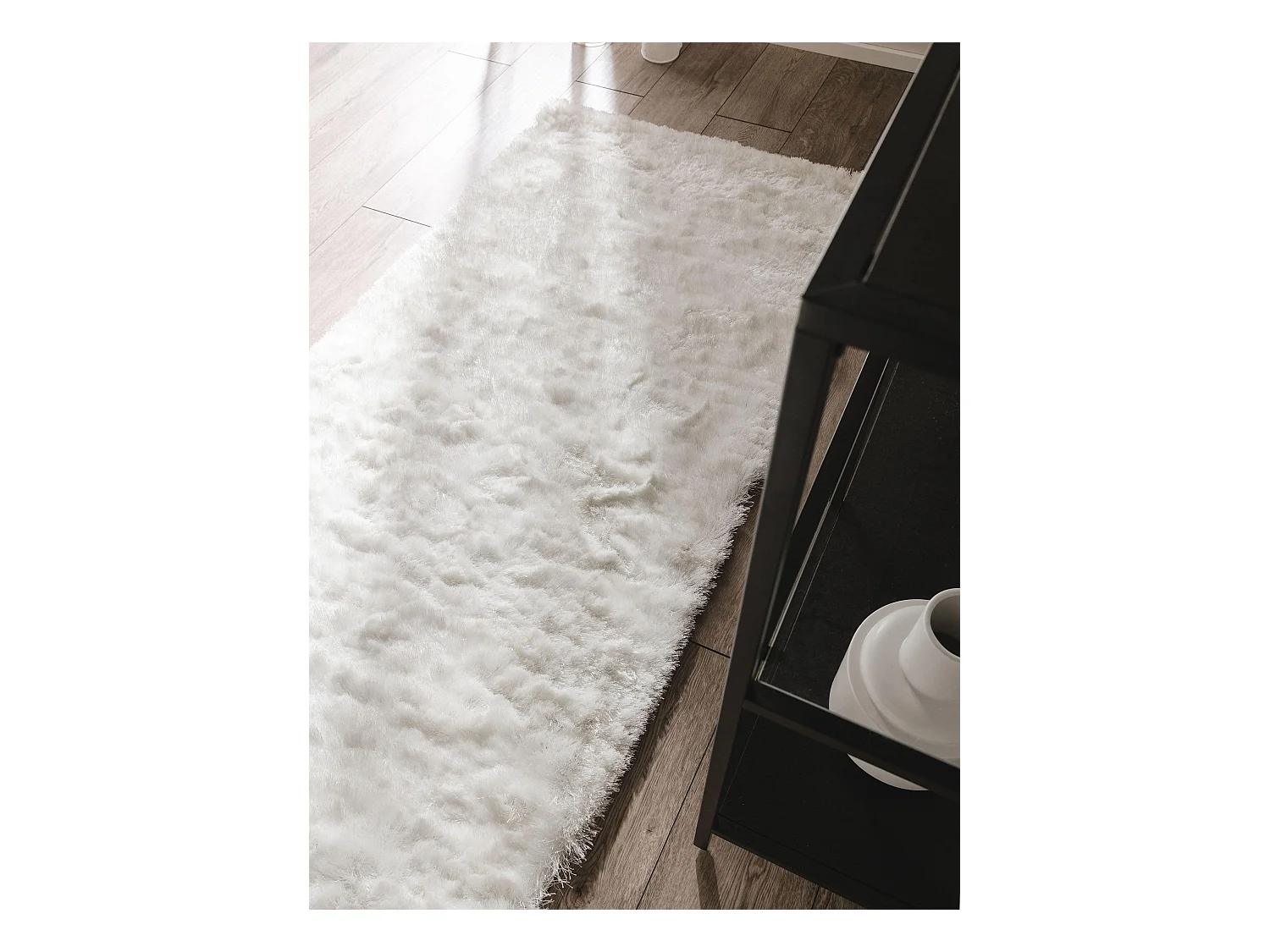 Tapis à poils longs Whisper Blanc 80x300 cm