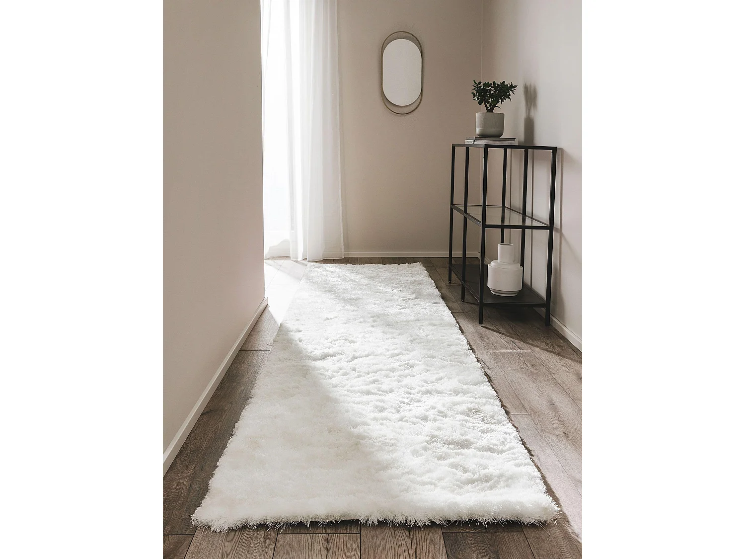 Tapis à poils longs Whisper Blanc 80x300 cm