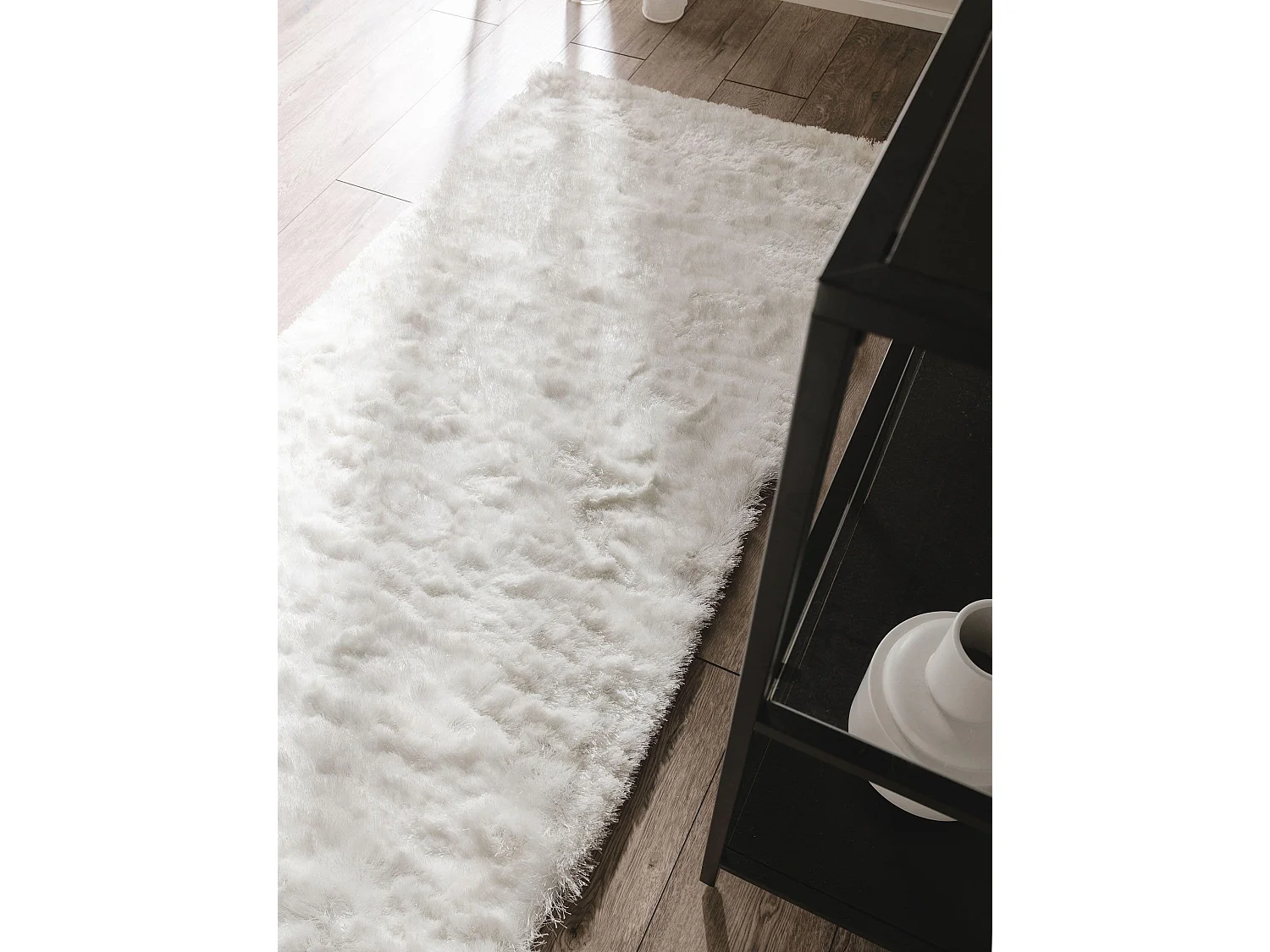 Tapis à poils longs Whisper Blanc 80x300 cm