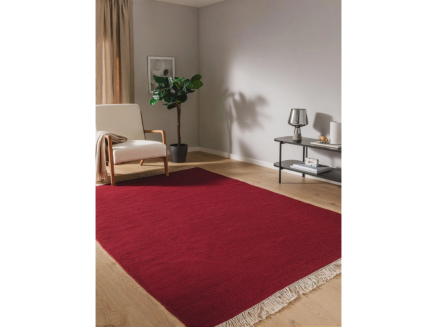 Tapis de laine Liv Rouge foncé 60x100 cm