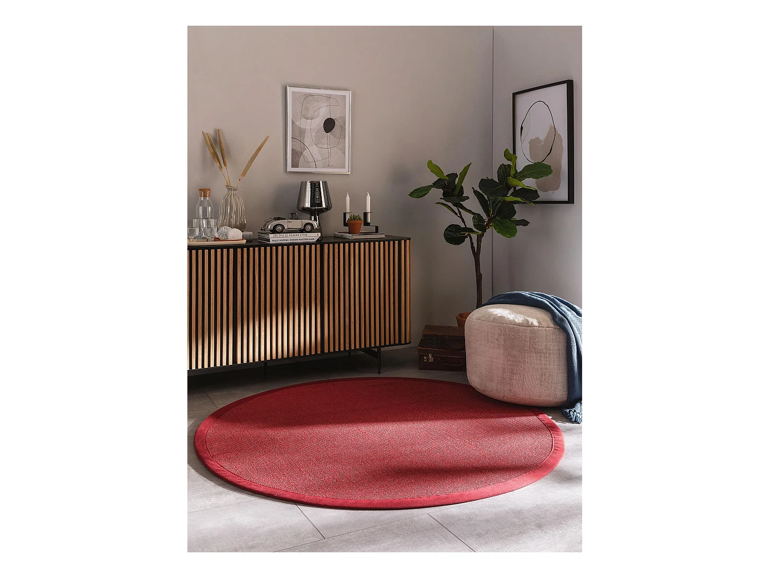 Tapis sisal Sana Rouge ø 150 cm rond