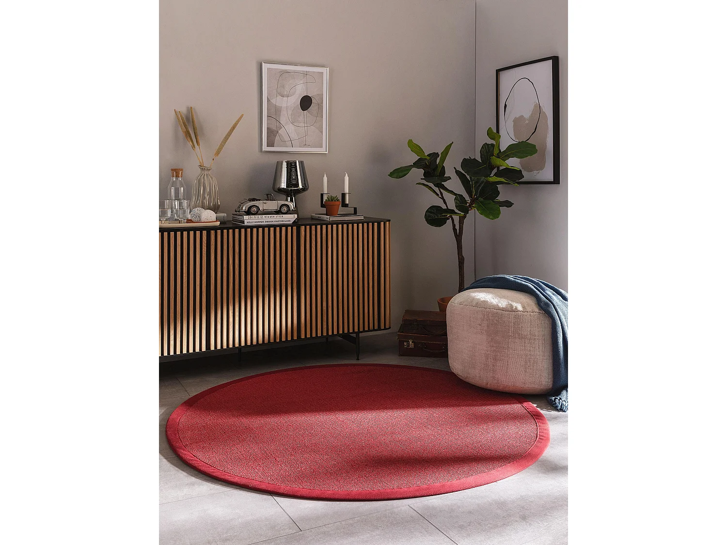 Tapis sisal Sana Rouge ø 150 cm rond