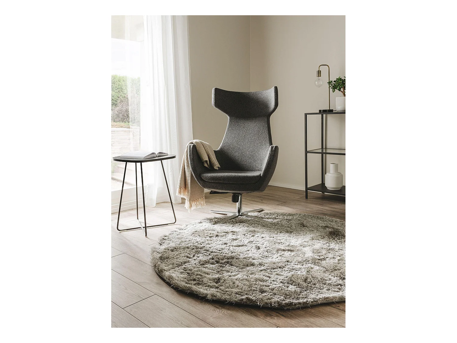 Tapis à poils longs Whisper Gris ø 160 cm rond
