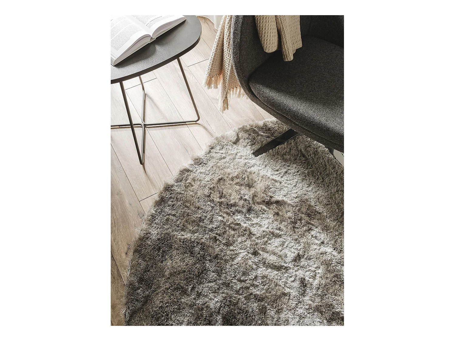 Tapis à poils longs Whisper Gris ø 160 cm rond