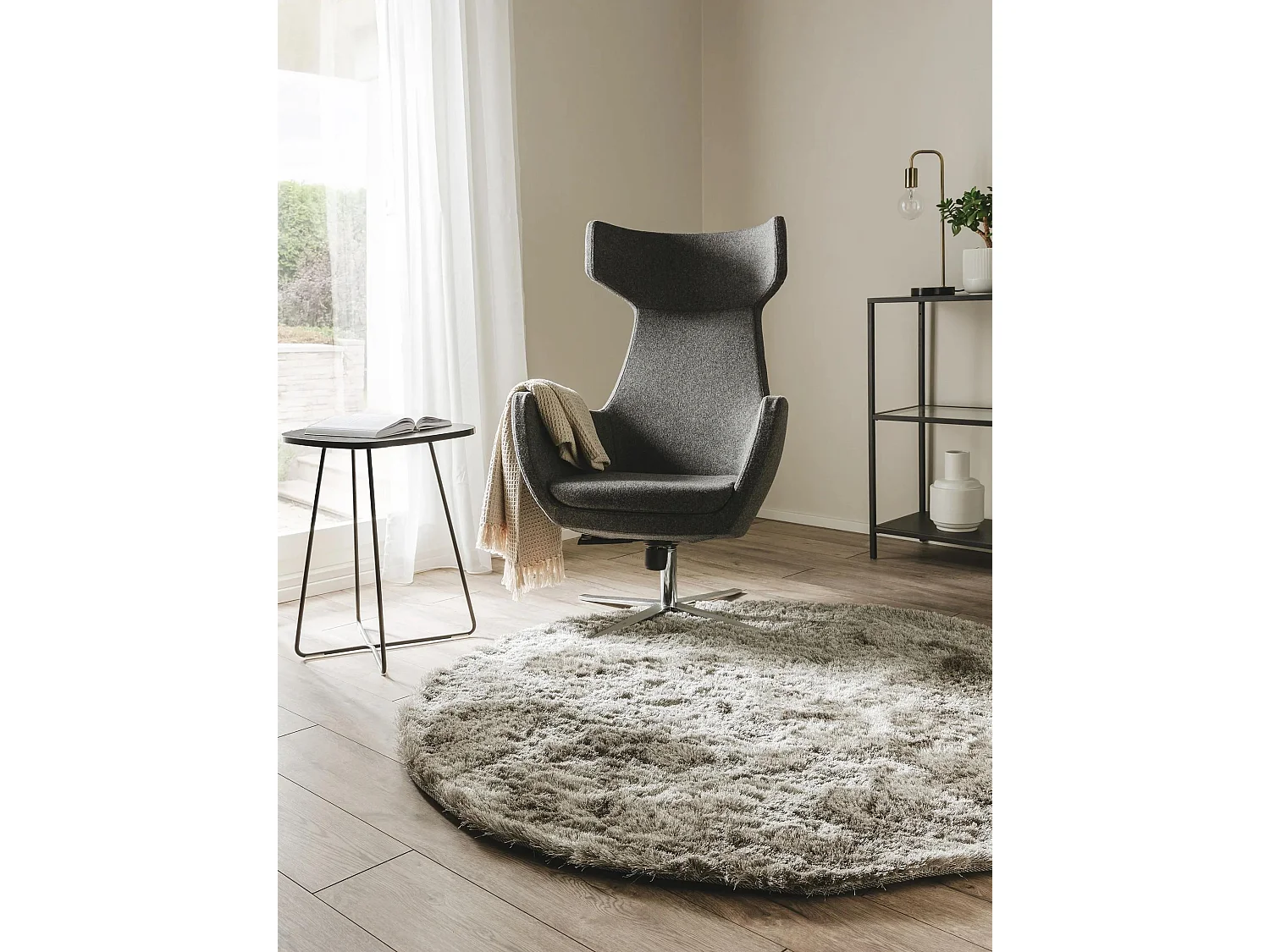 Tapis à poils longs Whisper Gris ø 160 cm rond