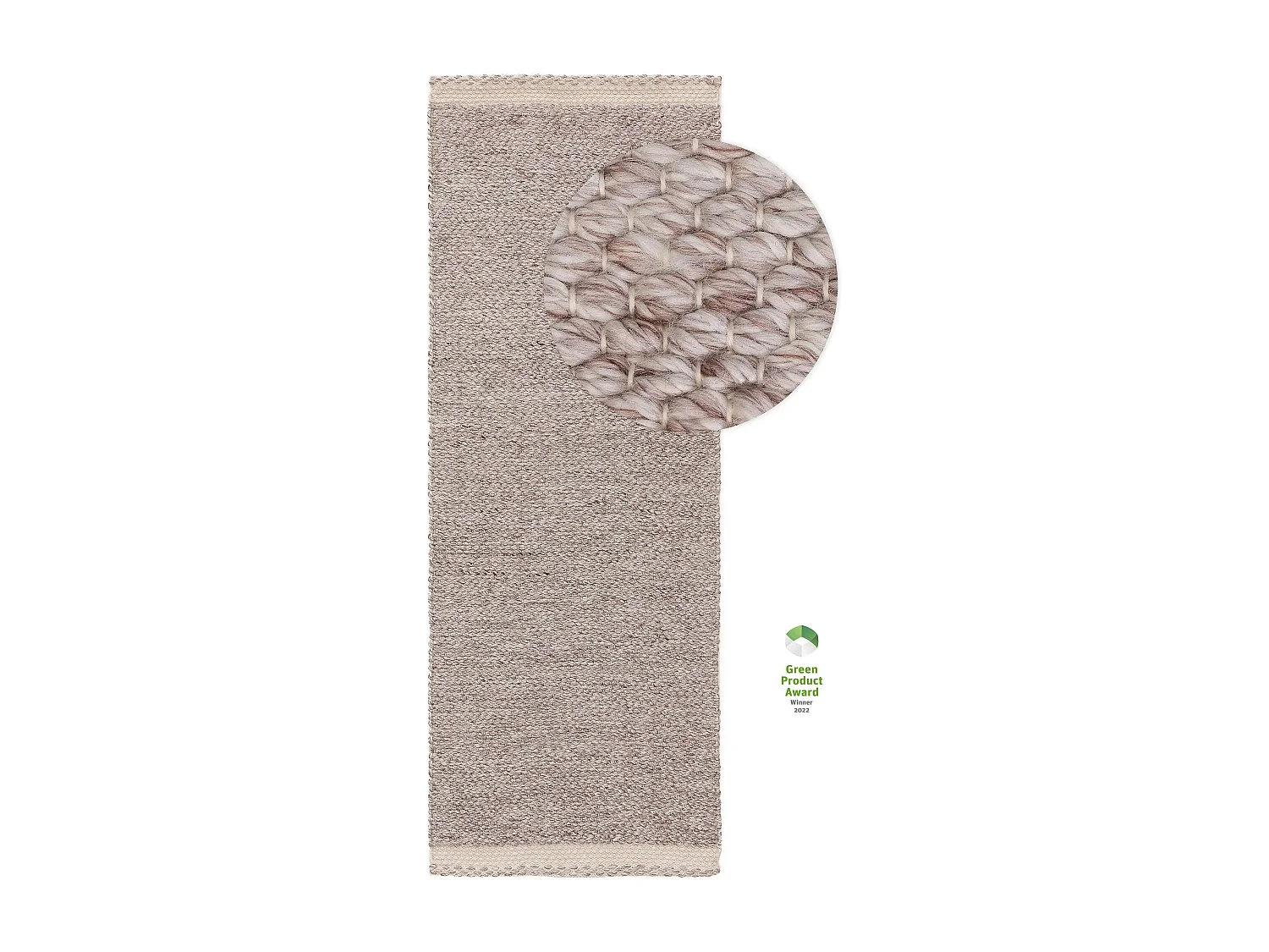 Tapis fabriqué à partir de matériaux recyclés Kiah Crème/Taupe 70x200 cm