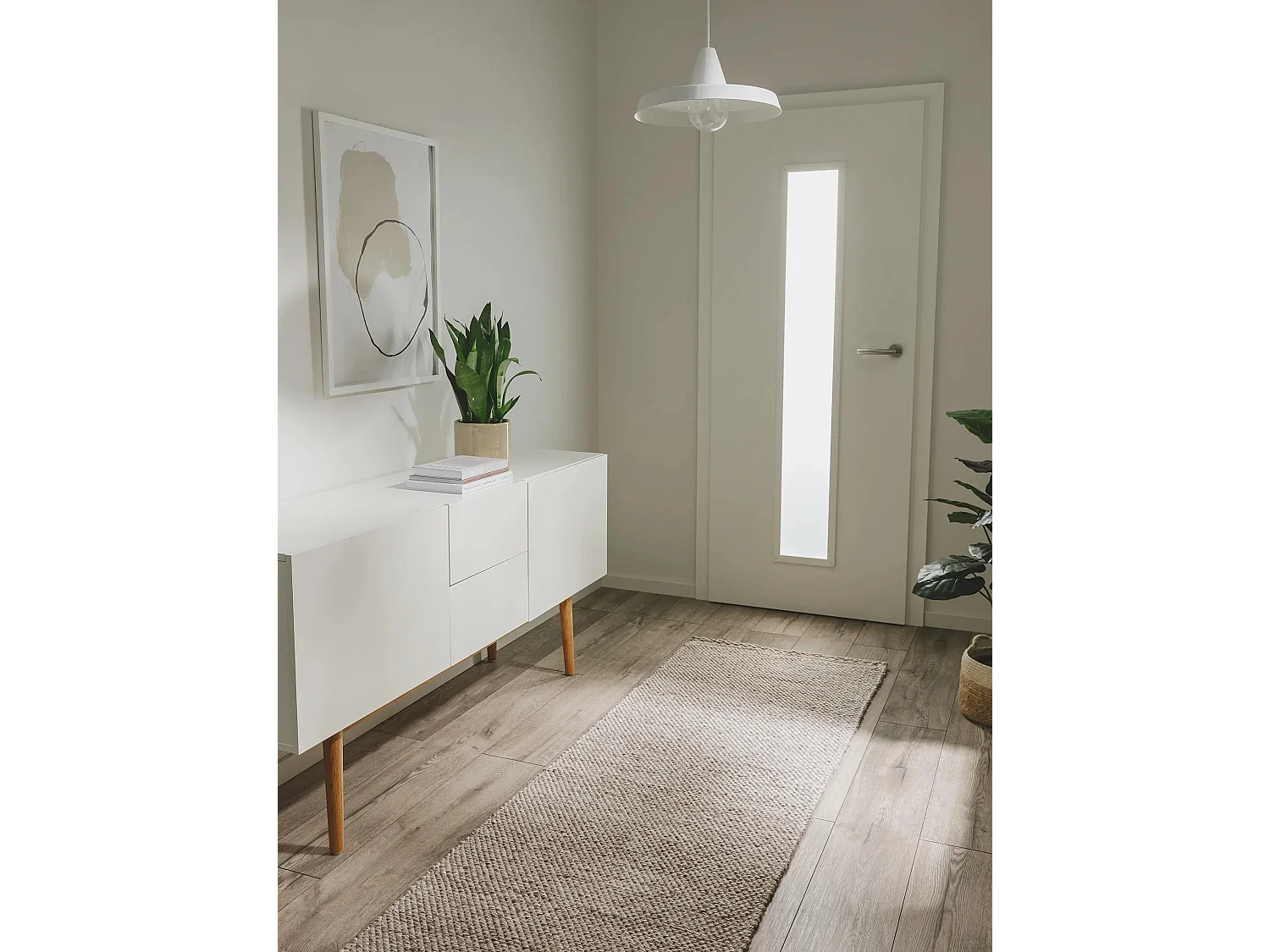 Tapis fabriqué à partir de matériaux recyclés Kiah Crème/Taupe 70x200 cm