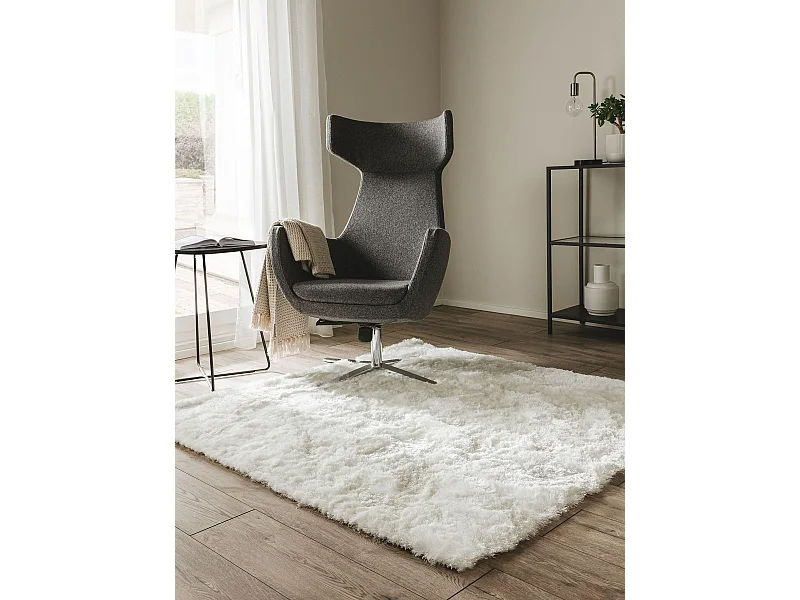 Tapis à poils longs Whisper Blanc 200x200 cm