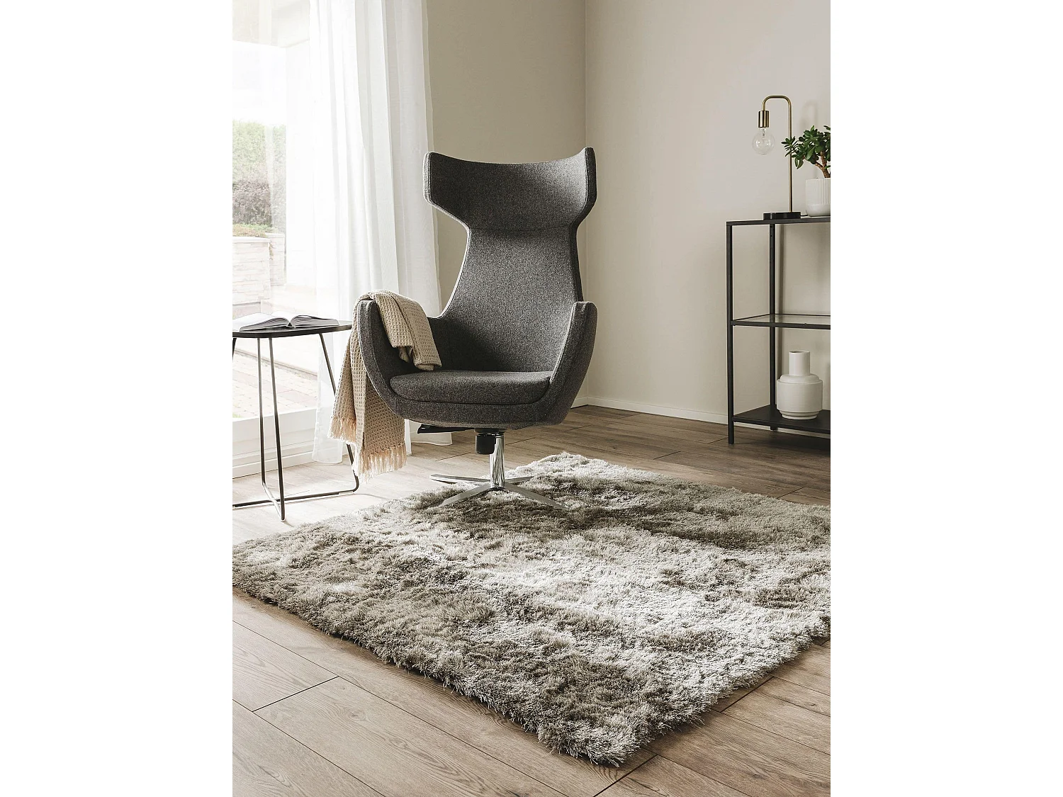 Tapis à poils longs Whisper Gris 60x60 cm