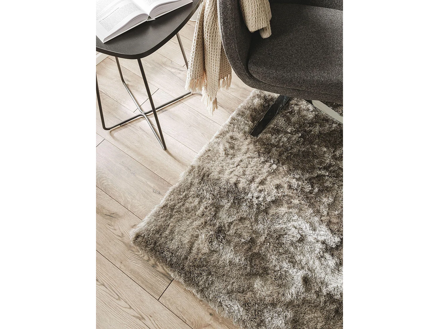 Tapis à poils longs Whisper Gris 60x60 cm