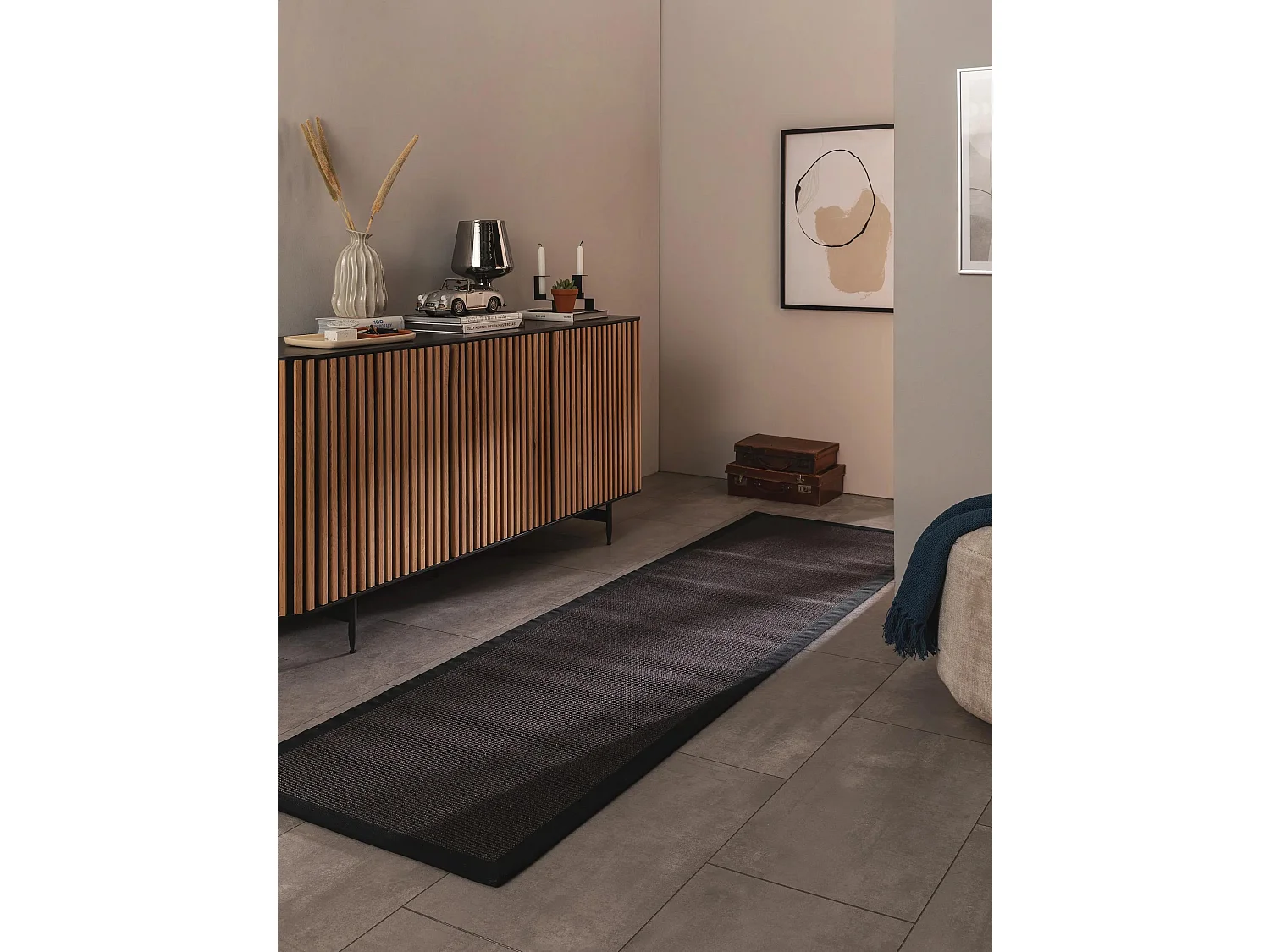 Tapis sisal Sana Noir 70x300 cm
