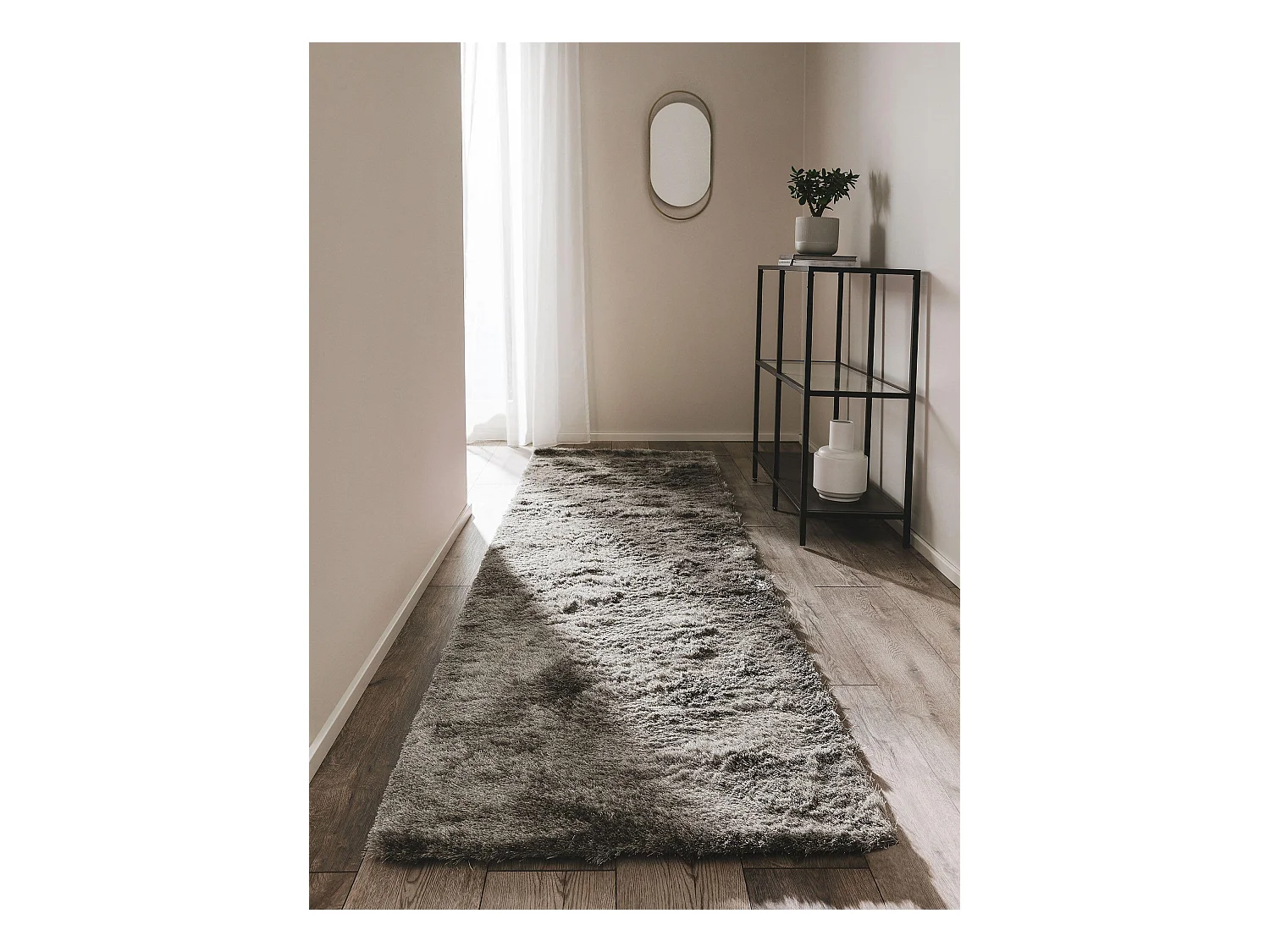 Tapis à poils longs Whisper Gris 80x300 cm