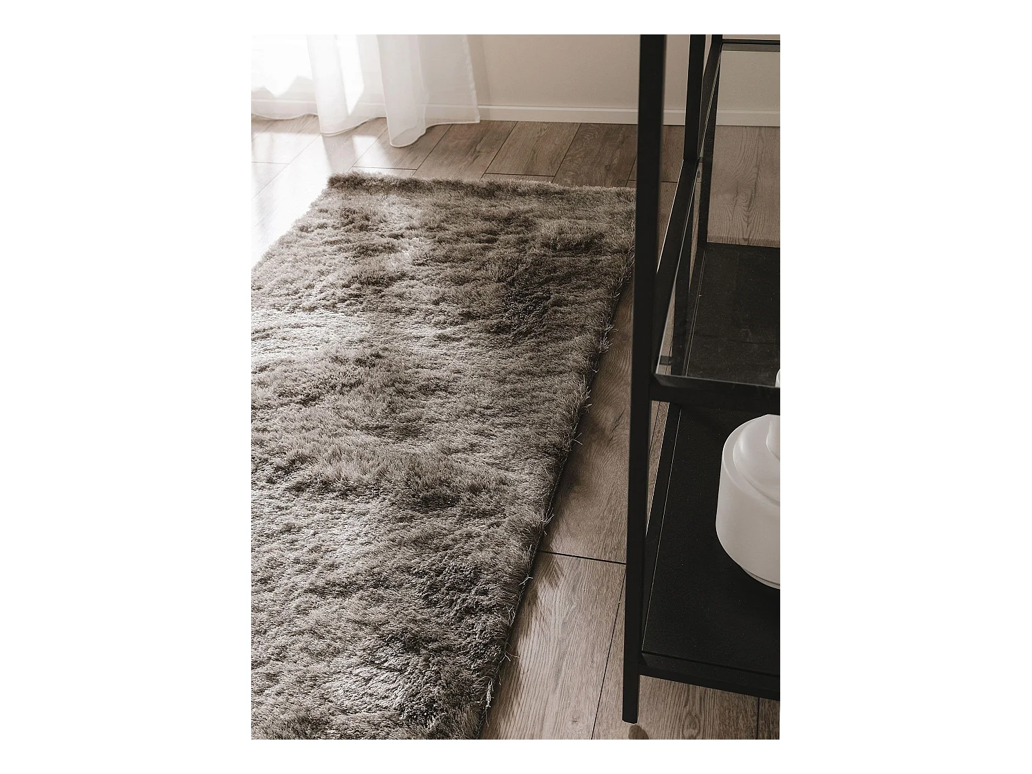 Tapis à poils longs Whisper Gris 80x300 cm