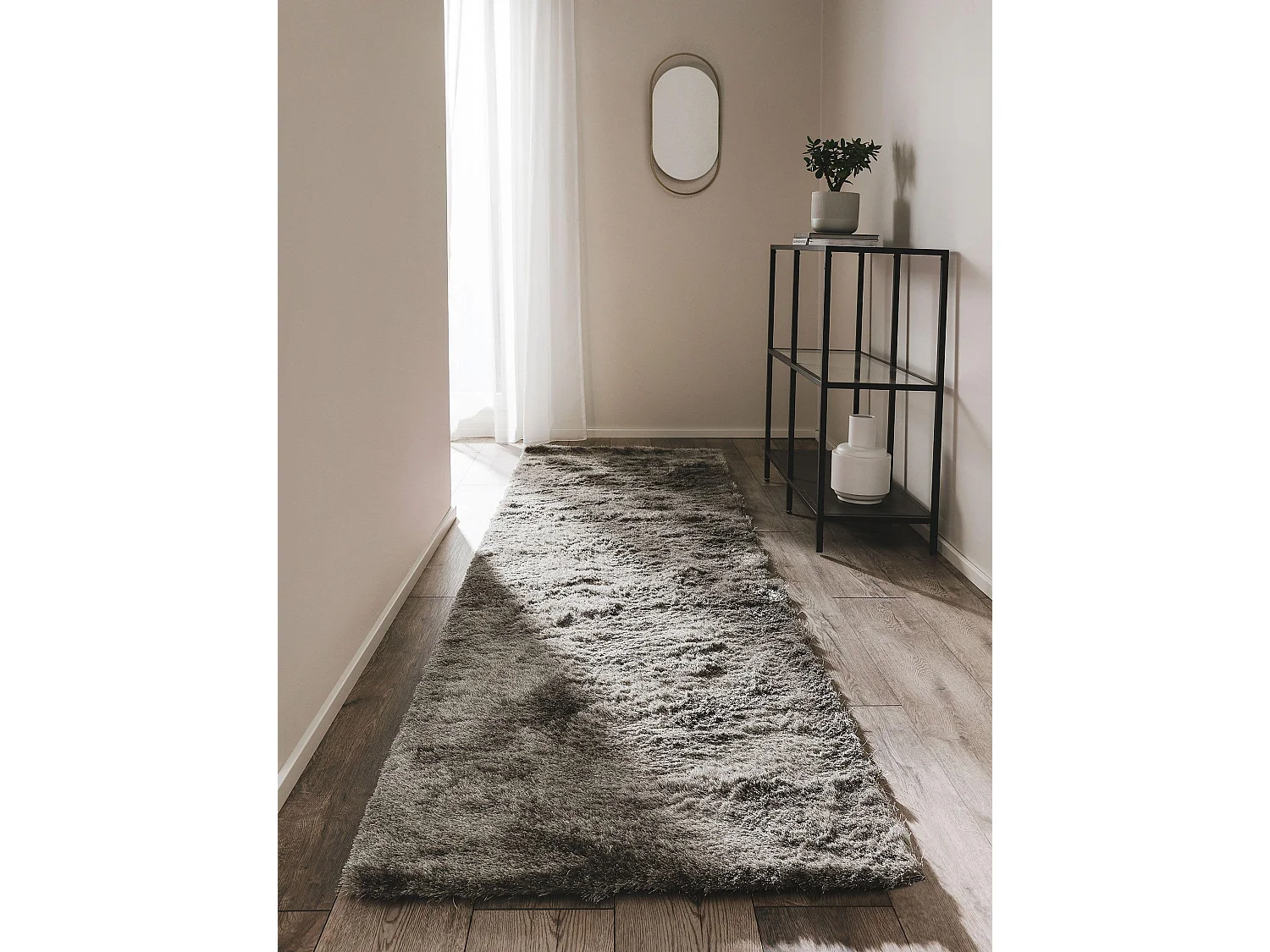 Tapis à poils longs Whisper Gris 80x300 cm