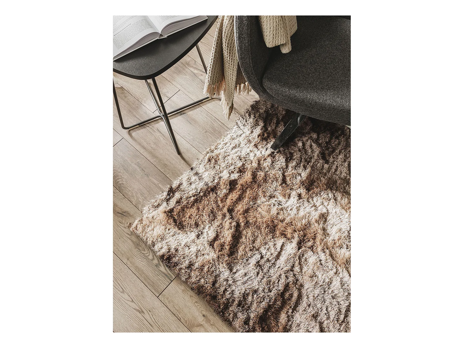 Tapis à poils longs Whisper Marron clair 200x200 cm