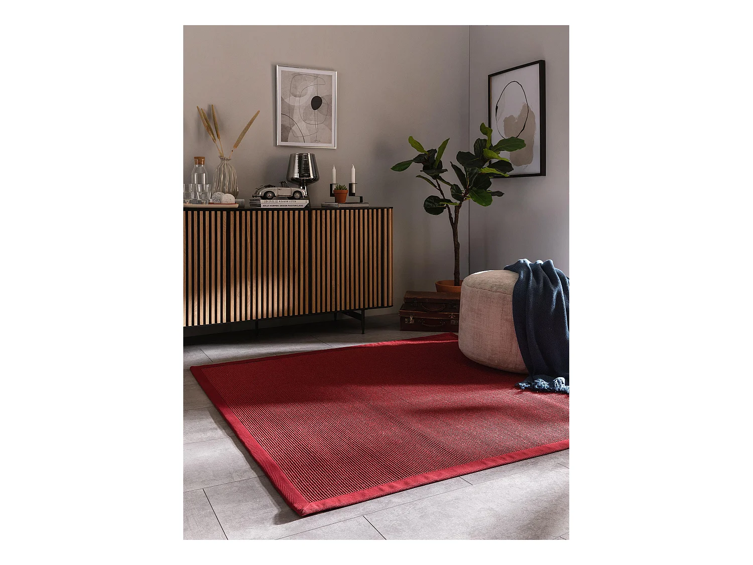 Tapis sisal Sana Rouge 150x150 cm